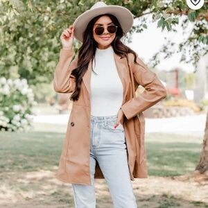 Your Own Way Camel Faux Leather Coat